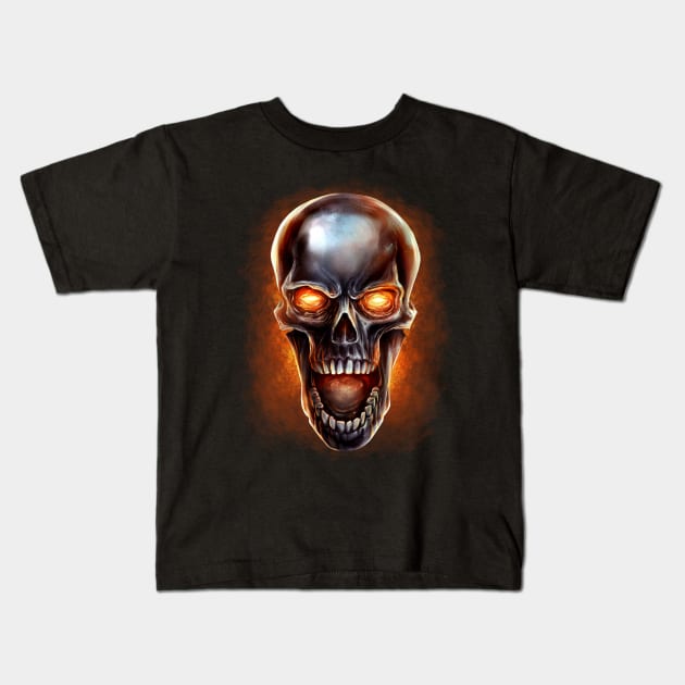 Metal Skull Kids T-Shirt by FlylandDesigns